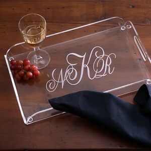 JBM Monogram Initials Acrylic Lucite Serving Tray JMB